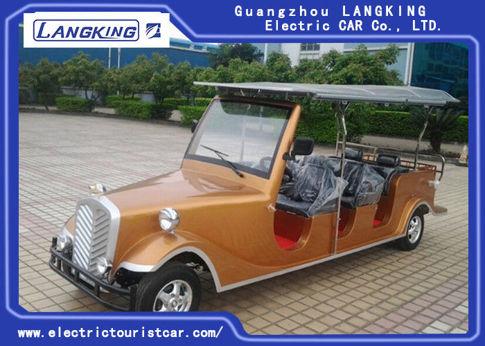 Luxurious Golden Electric Vintage Cars 8 Person Whole Metal Body With Cargo Box