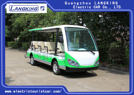 緑/白い電気シャトル車によって/7.5KMは72V 14 Seaterの公園のための電気ゴルフ カートが自動車に乗ります